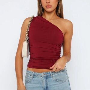 White Fox Boutique one shoulder top